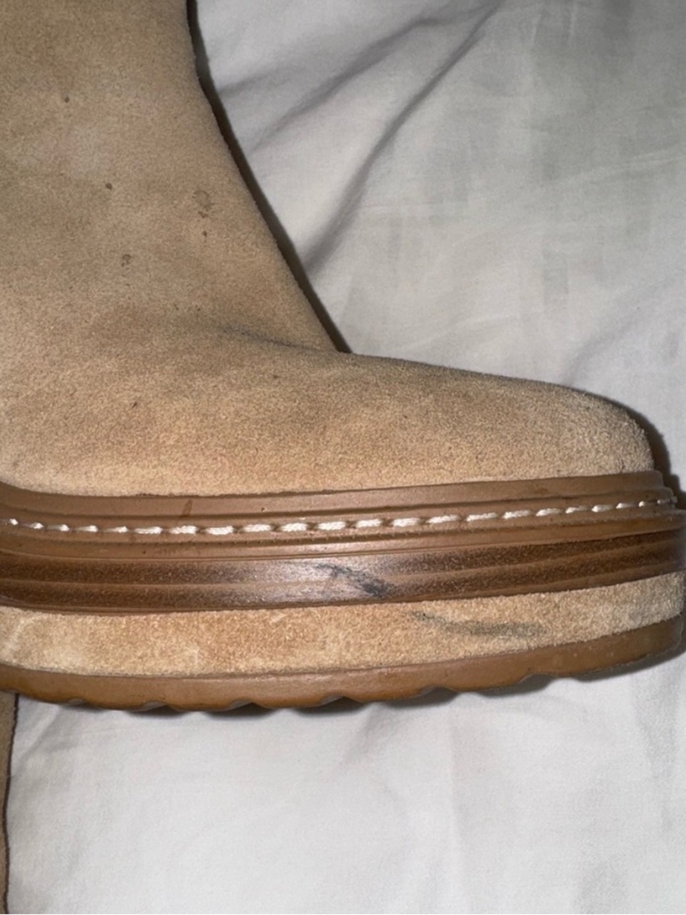 Steve Madden Tan Suede Platform Ankle Bootie - Picture 7 of 11